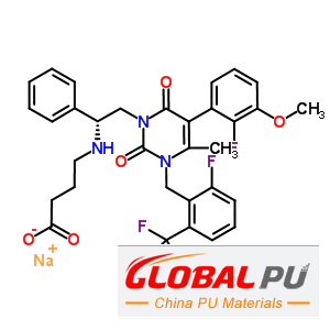 832720-36-2 sodium 4-[[(1R)-2-[5-(2-fluoro-3-methoxy-phenyl)-3-[[2-fluoro-6-(trifluoromethyl)phenyl]methyl]-4-methyl-2,6-dioxo-pyrimidin-1-yl]-1-phenyl-ethyl]amino]butanoate